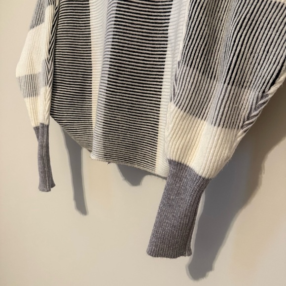 Philosophy Republic Clothing Crew Neck Sweater - Black, White, and Grey Stripes - Picture 3 of 6